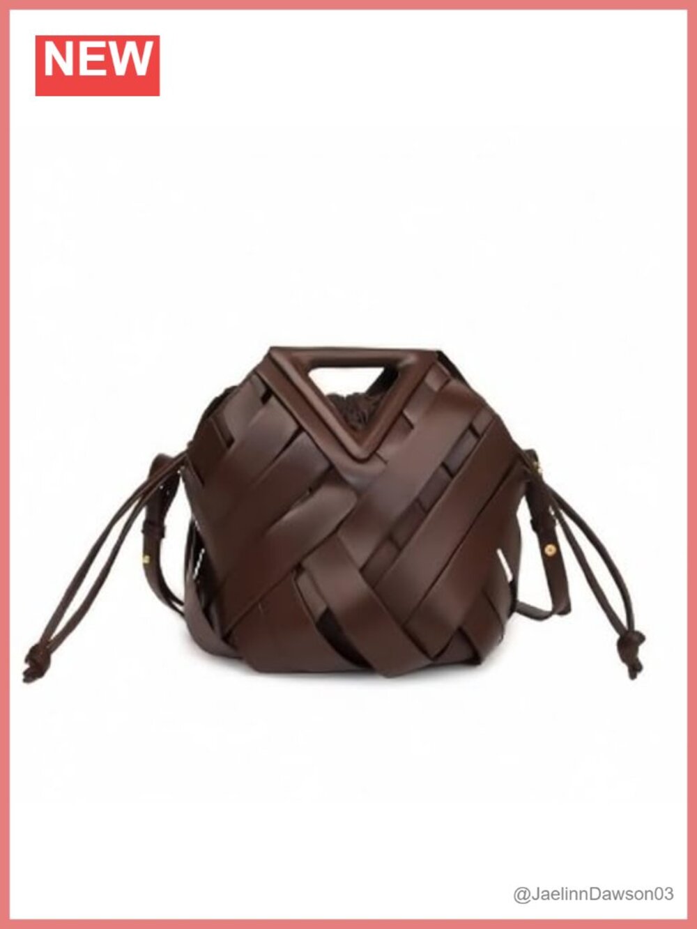 Woven Vegan Leather Bucket Purse Women Crossbody Shoulder Bag Adjustable Strap